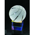 3-1/8" Optical Crystal Basketball Award w/ Rainbow Base